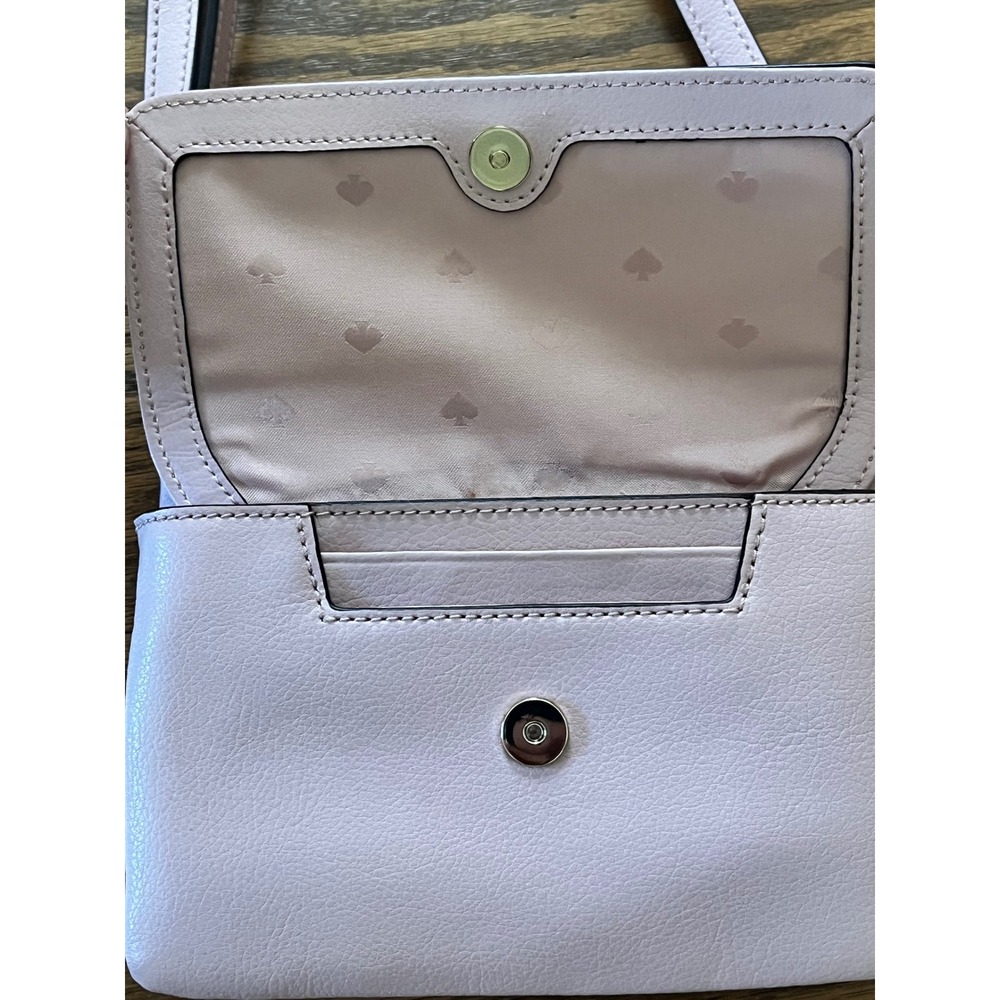 Kate Spade New York Pebbled Leather Crossbody Bag Lavender Pink Flap Zip Purse - Picture 9 of 12